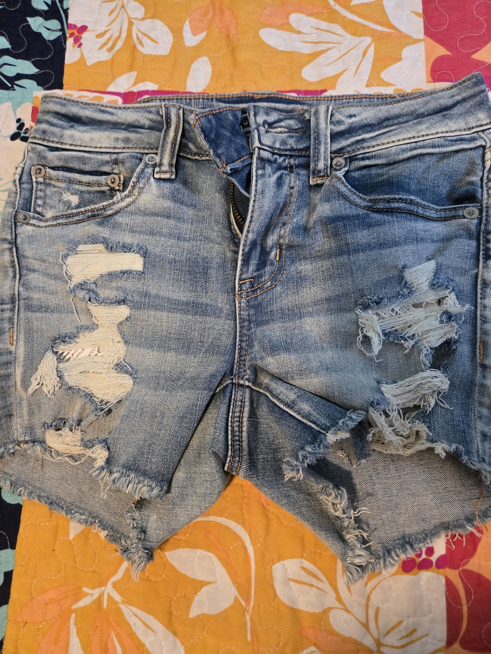 American Eagle Outfitters Distressed Light Blue Denim Jean Shorts
